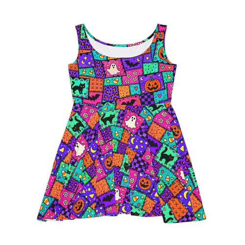 Colorful Spooky Skater Dress — Abstract Pattern