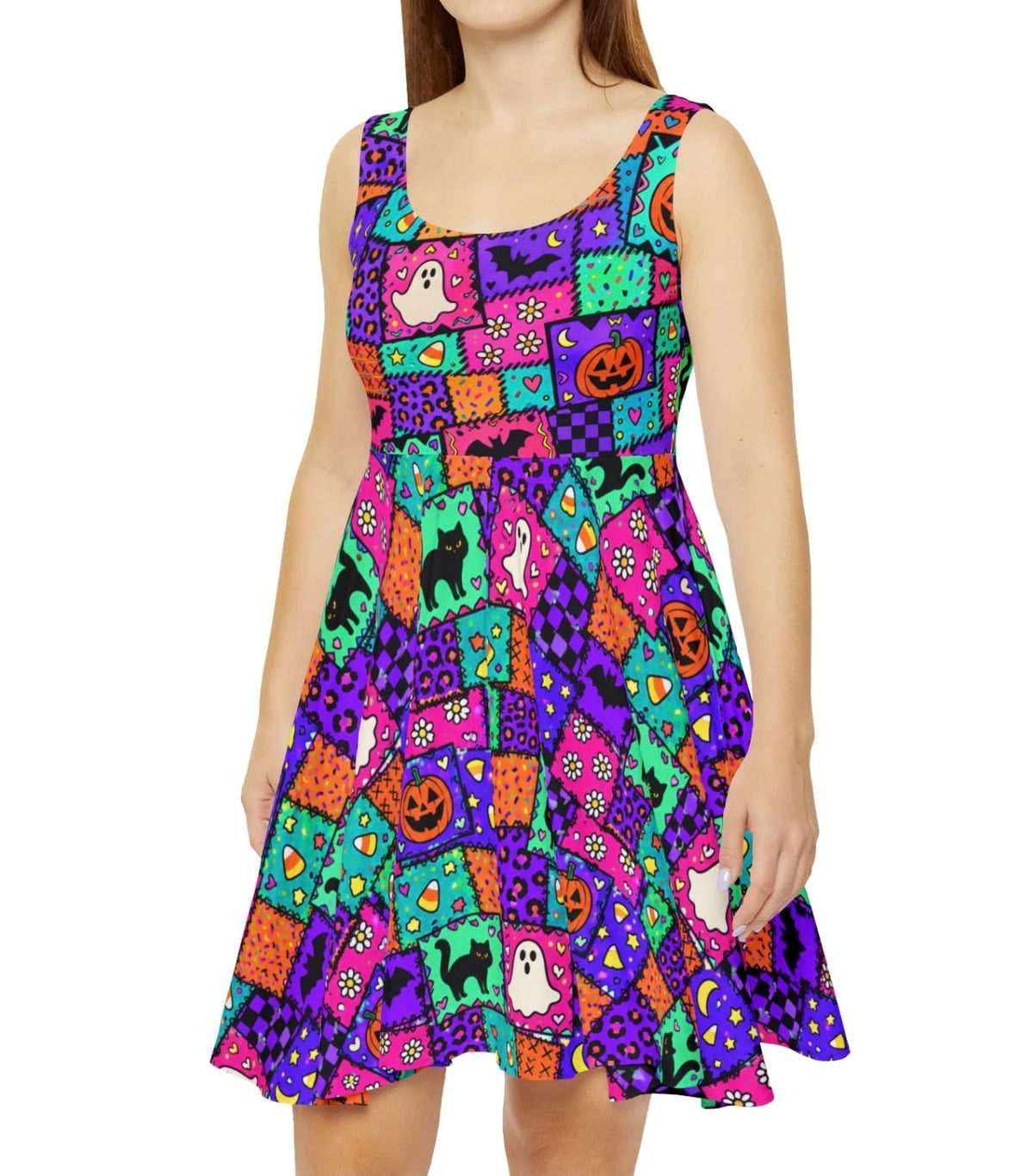 Colorful Spooky Skater Dress — Abstract Pattern