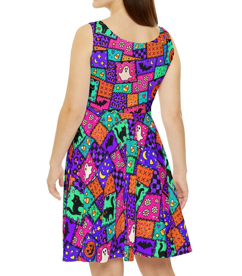 Colorful Spooky Skater Dress — Abstract Pattern