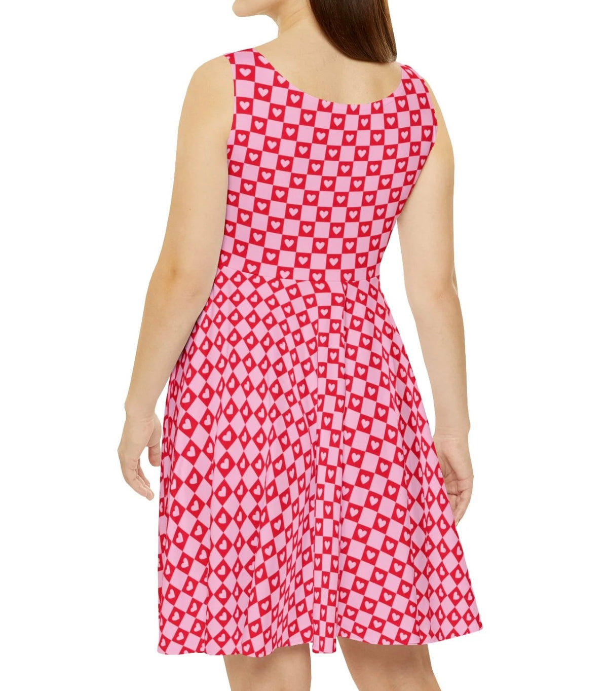 Hearts and Checks Skater Dress — Abstract Pattern