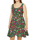 Red Berry Skater Dress — Abstract Pattern