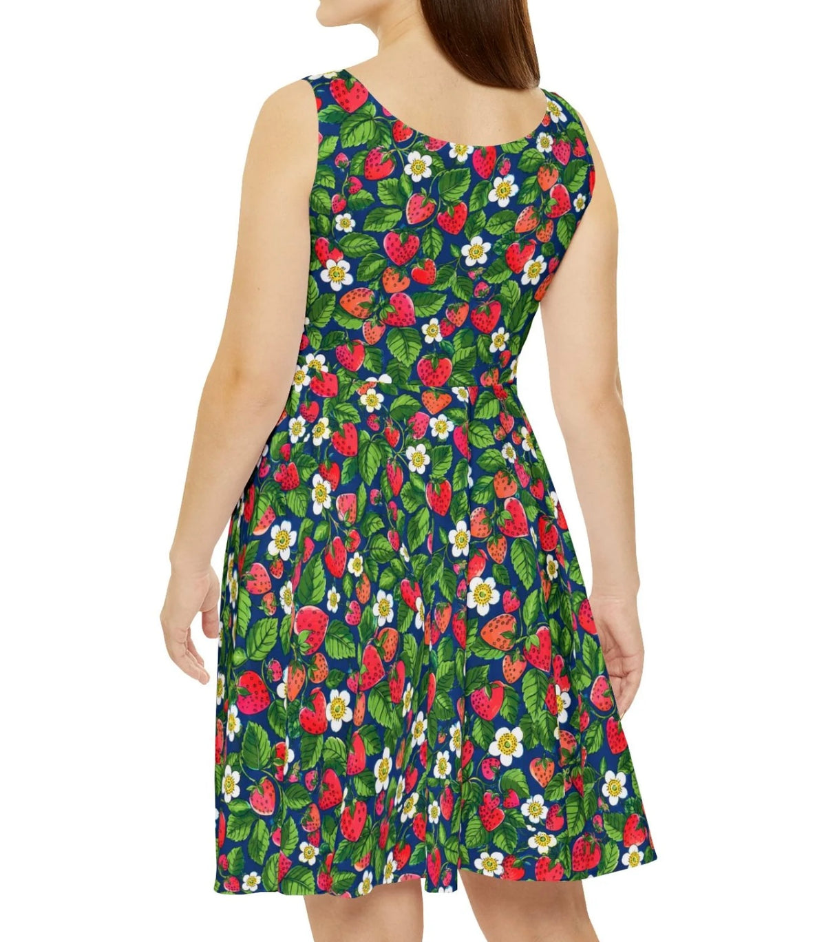 Red Berry Skater Dress — Abstract Pattern