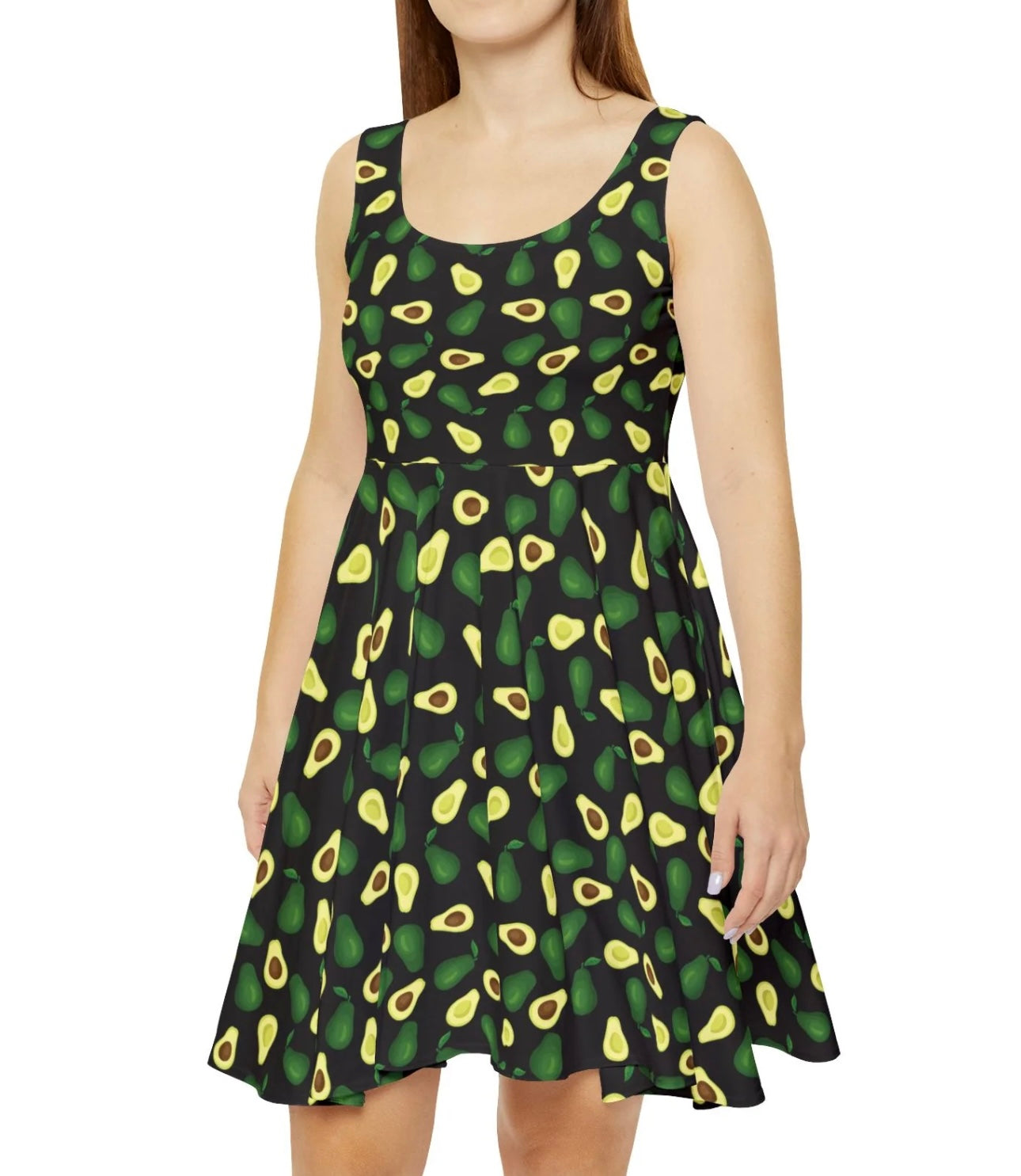 Avocado Skater Dress — Abstract Pattern