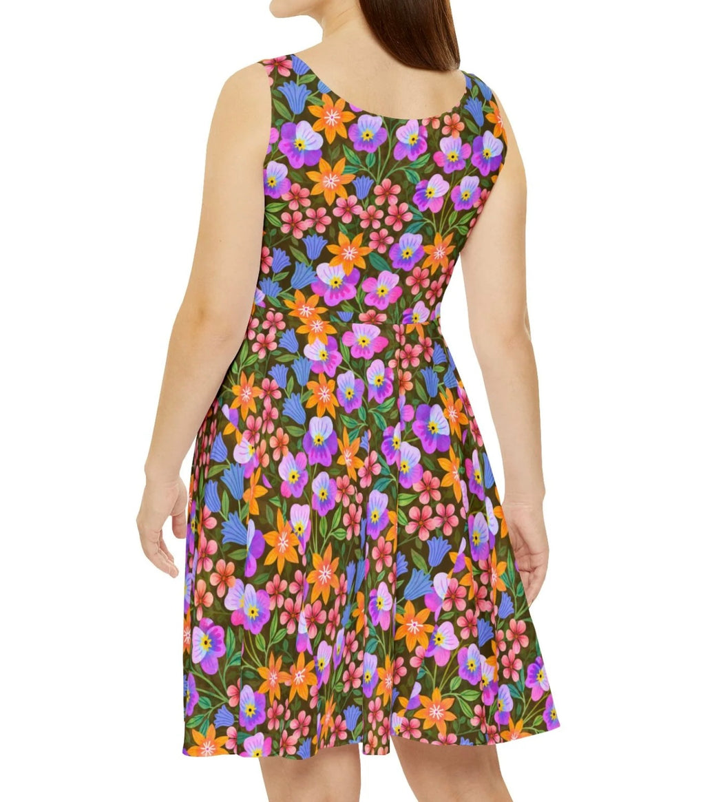 Pansy Skater Dress — Abstract Pattern