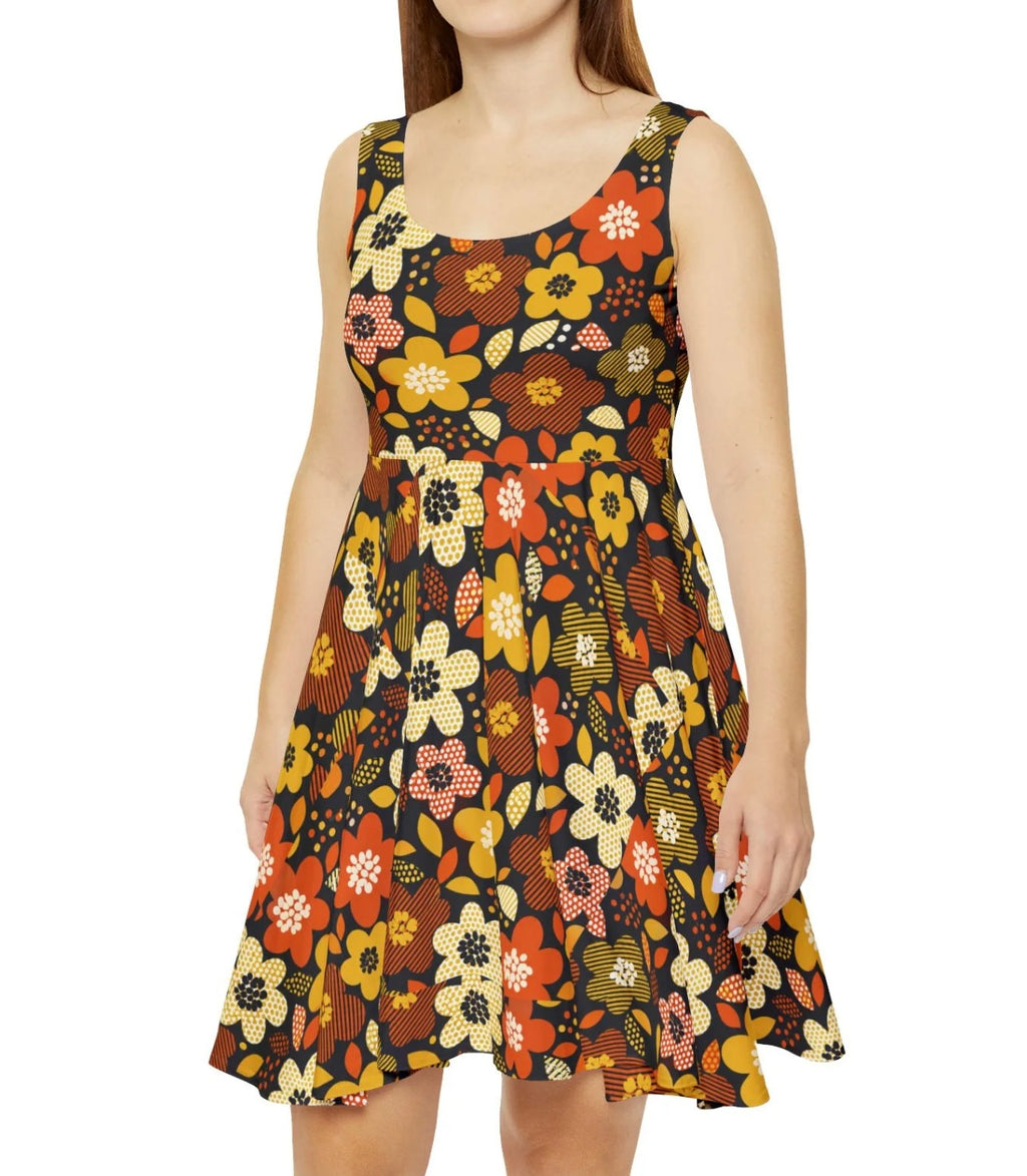 Moody Flower Skater Dress — Abstract Pattern