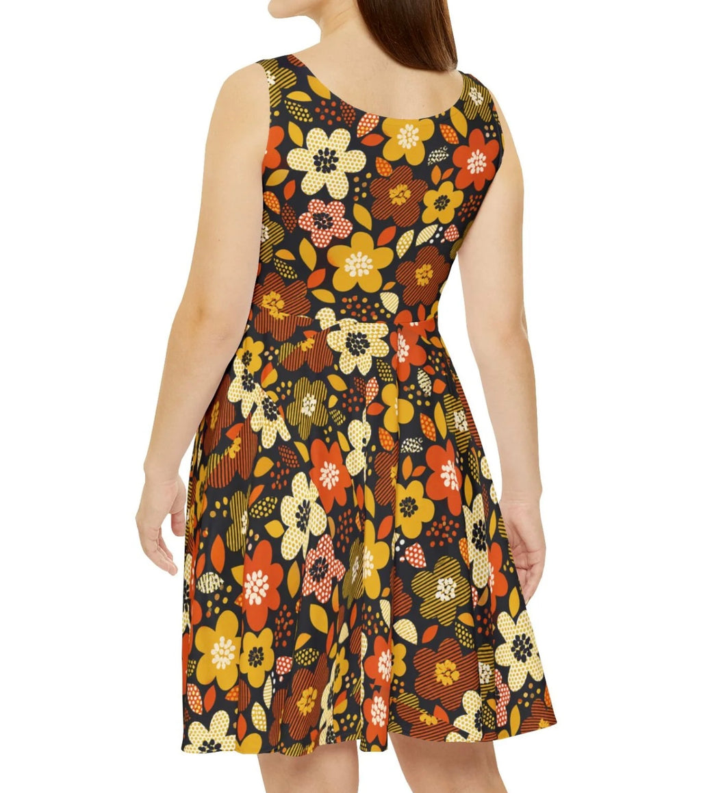 Moody Flower Skater Dress — Abstract Pattern