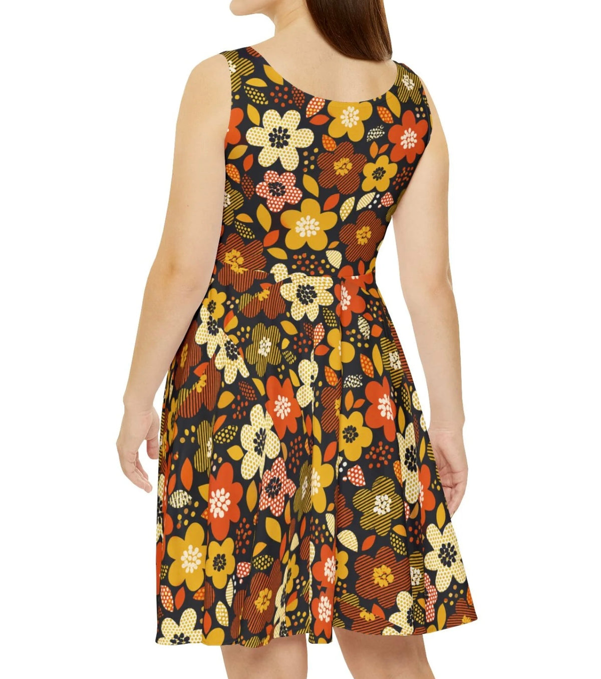 Moody Flower Skater Dress — Abstract Pattern