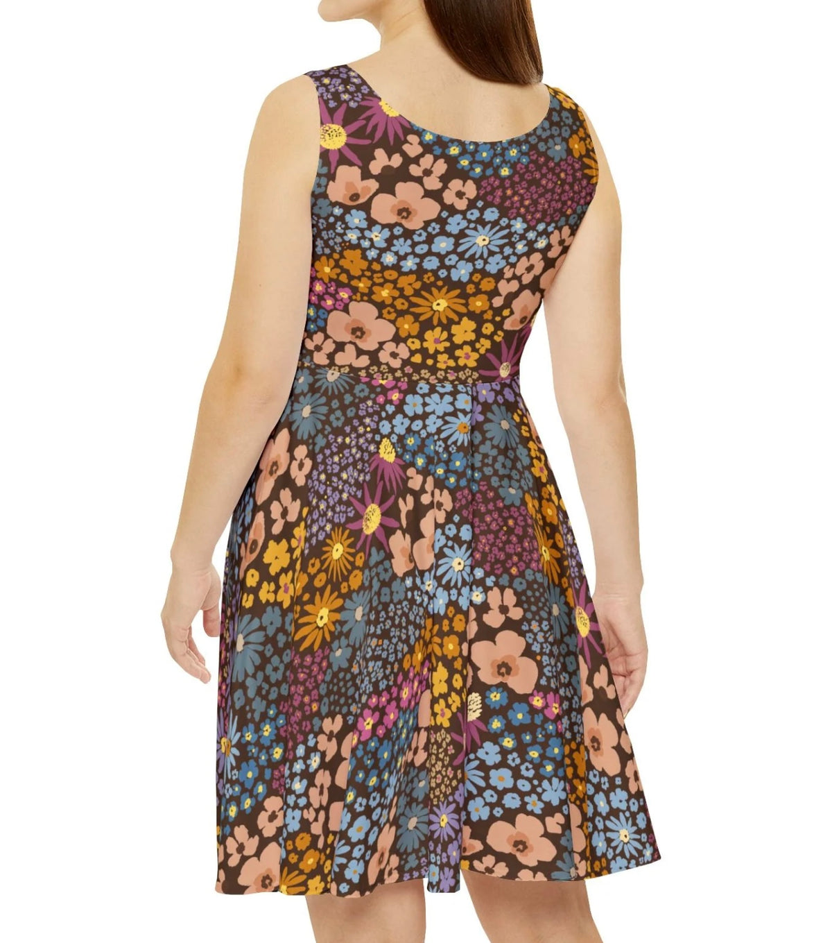 Autumn Floral Skater Dress — Abstract Pattern