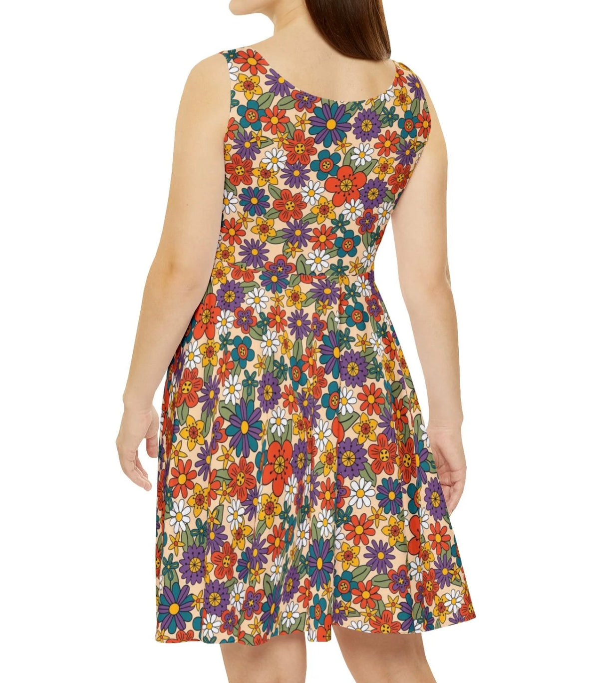 Multi Daisies Skater Dress — Abstract Pattern