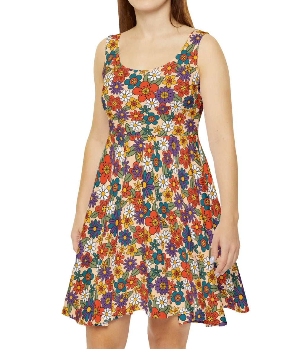 Multi Daisies Skater Dress — Abstract Pattern