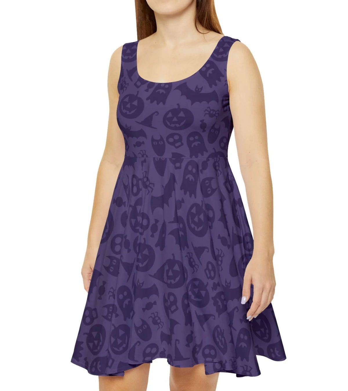 Purple Hallow Eve Skater Dress — Abstract Pattern