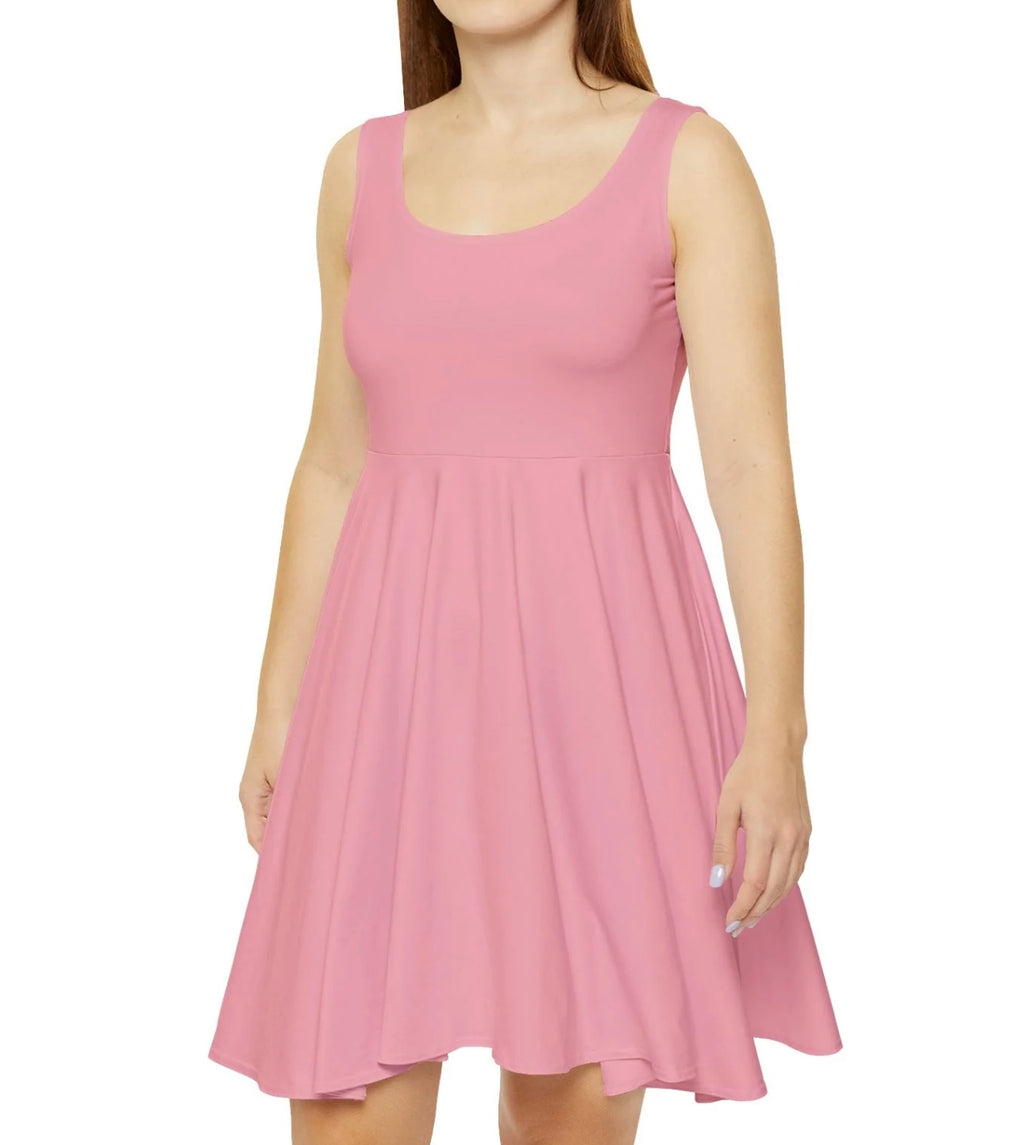 Salmon Skater Dress — Solid