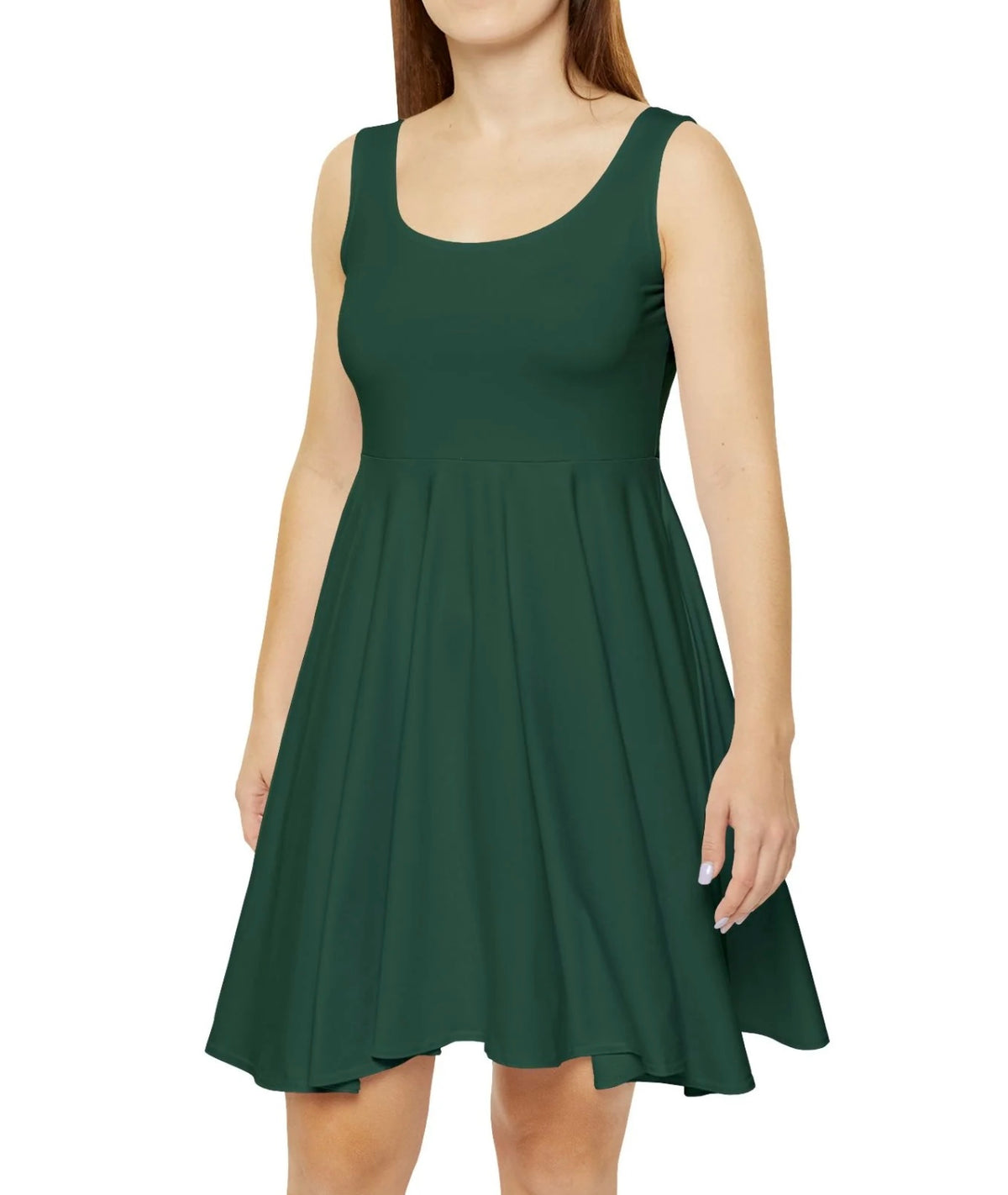 Forest Evergreen Skater Dress — Solid