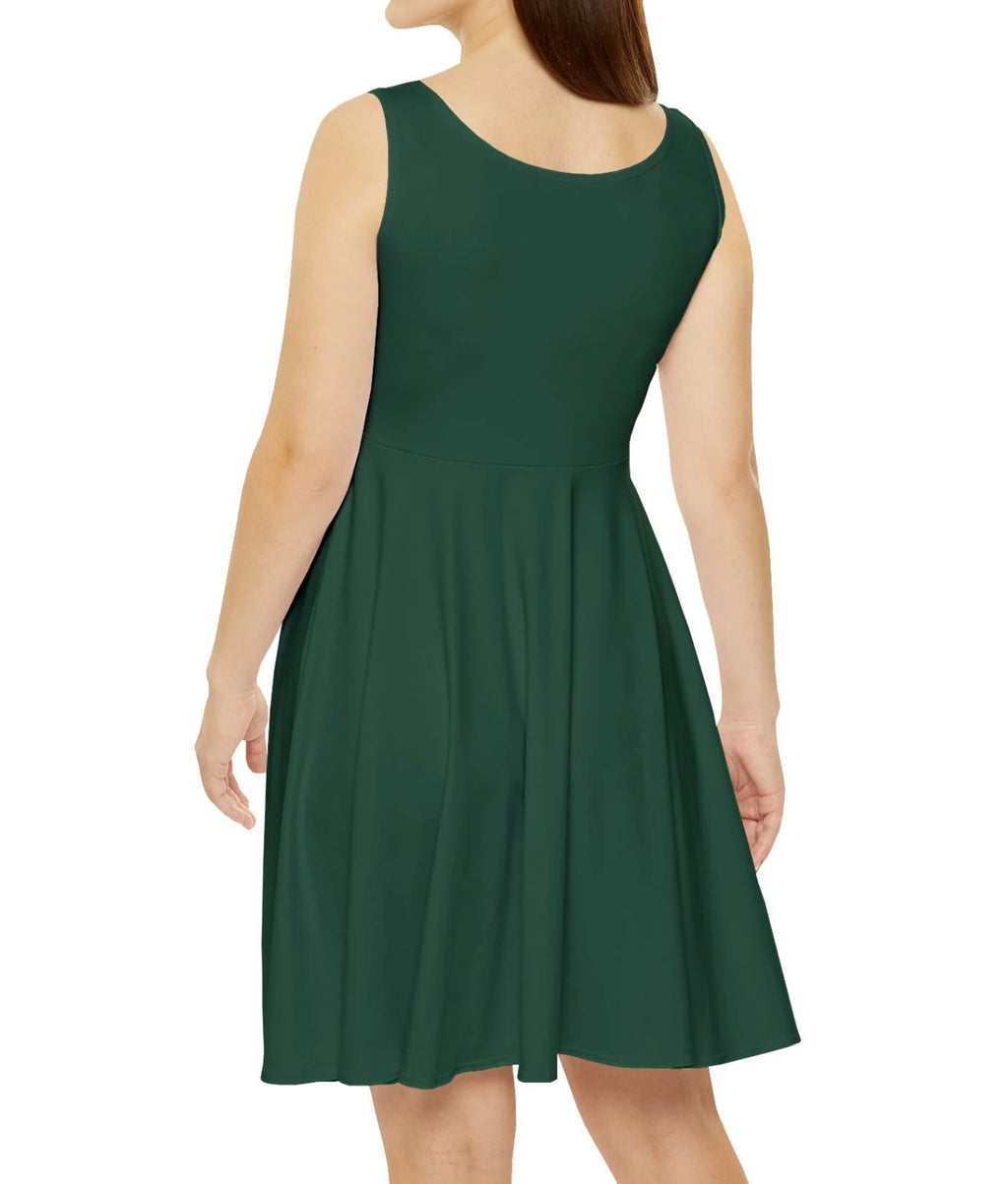 Forest Evergreen Skater Dress — Solid