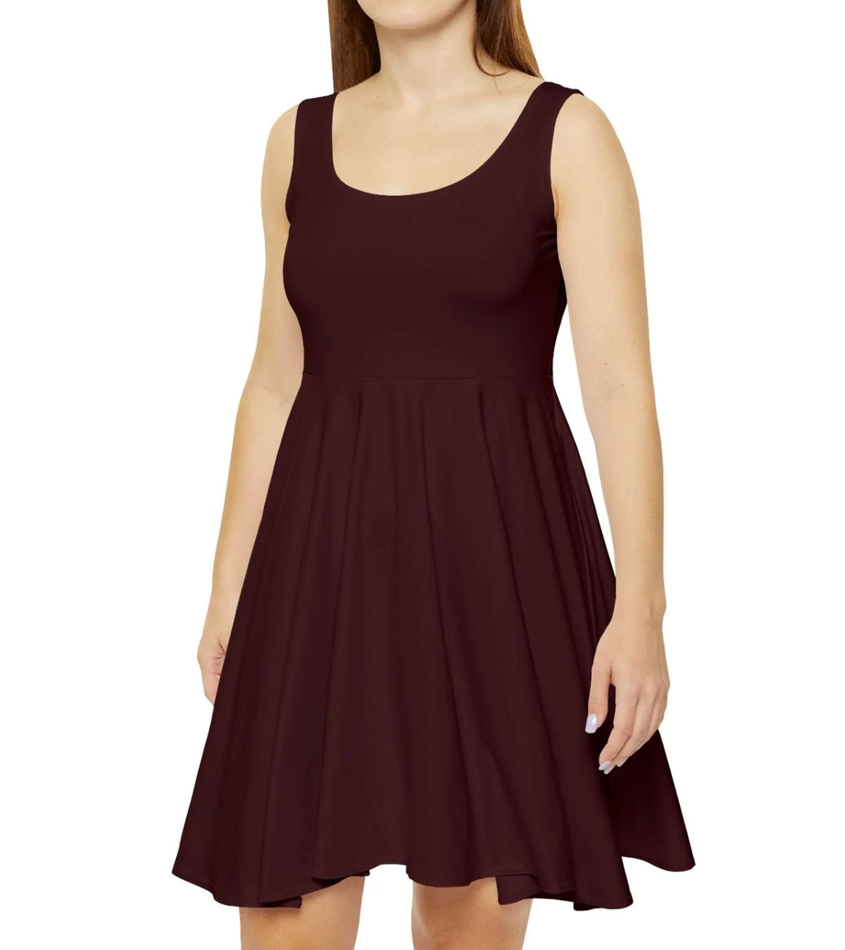 Wine Skater Dress — Solid