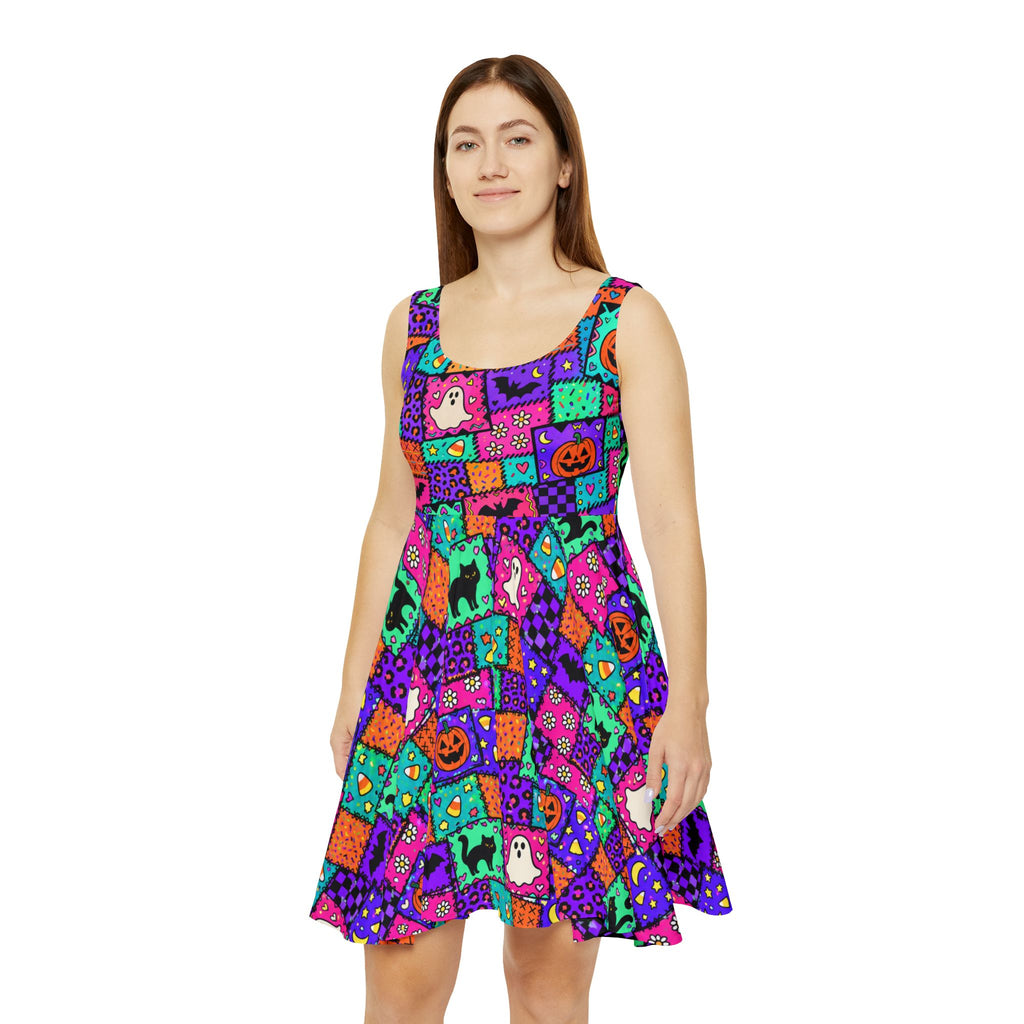 Colorful Spooky Skater Dress — Abstract Pattern