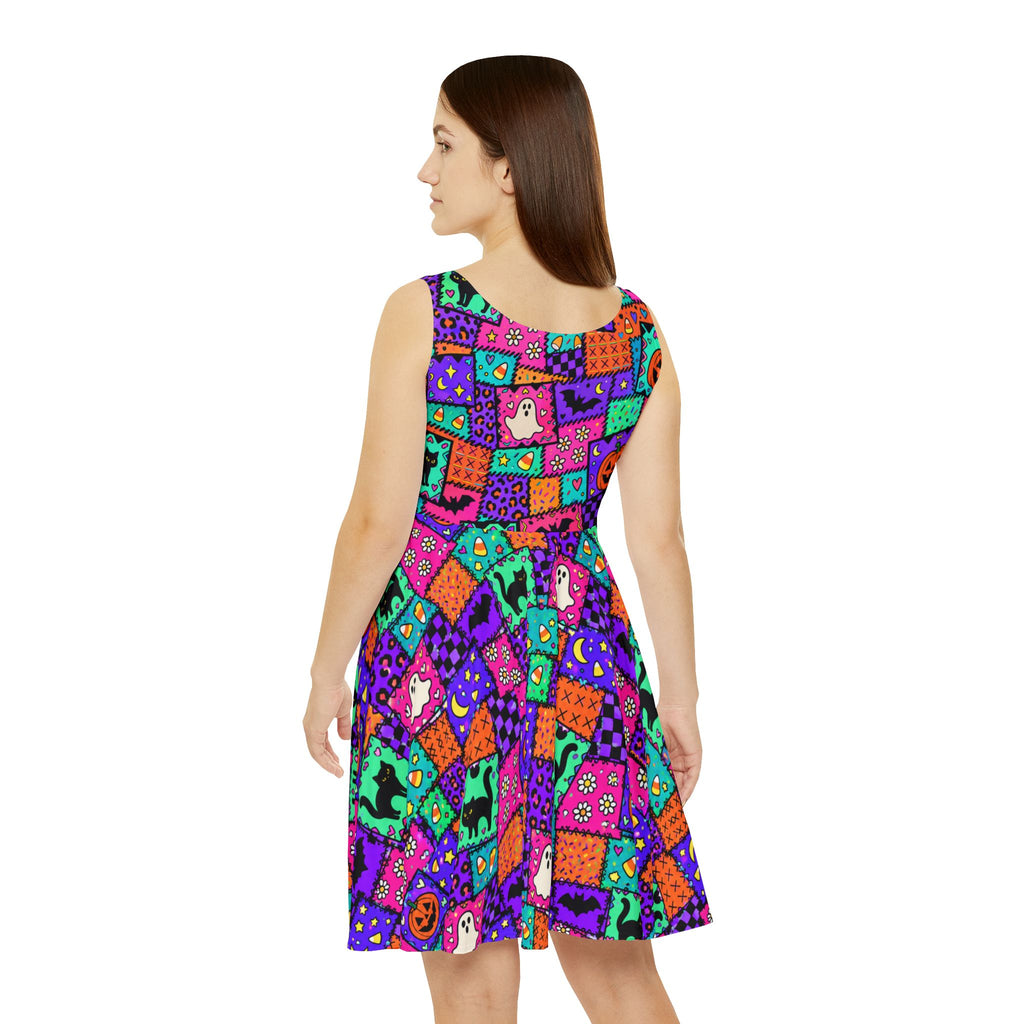 Colorful Spooky Skater Dress — Abstract Pattern