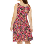 Vibrant Cat Floral Dress — Summer Garden